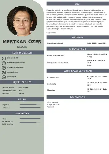 Dalgıç CV Örnekleri cv indir
